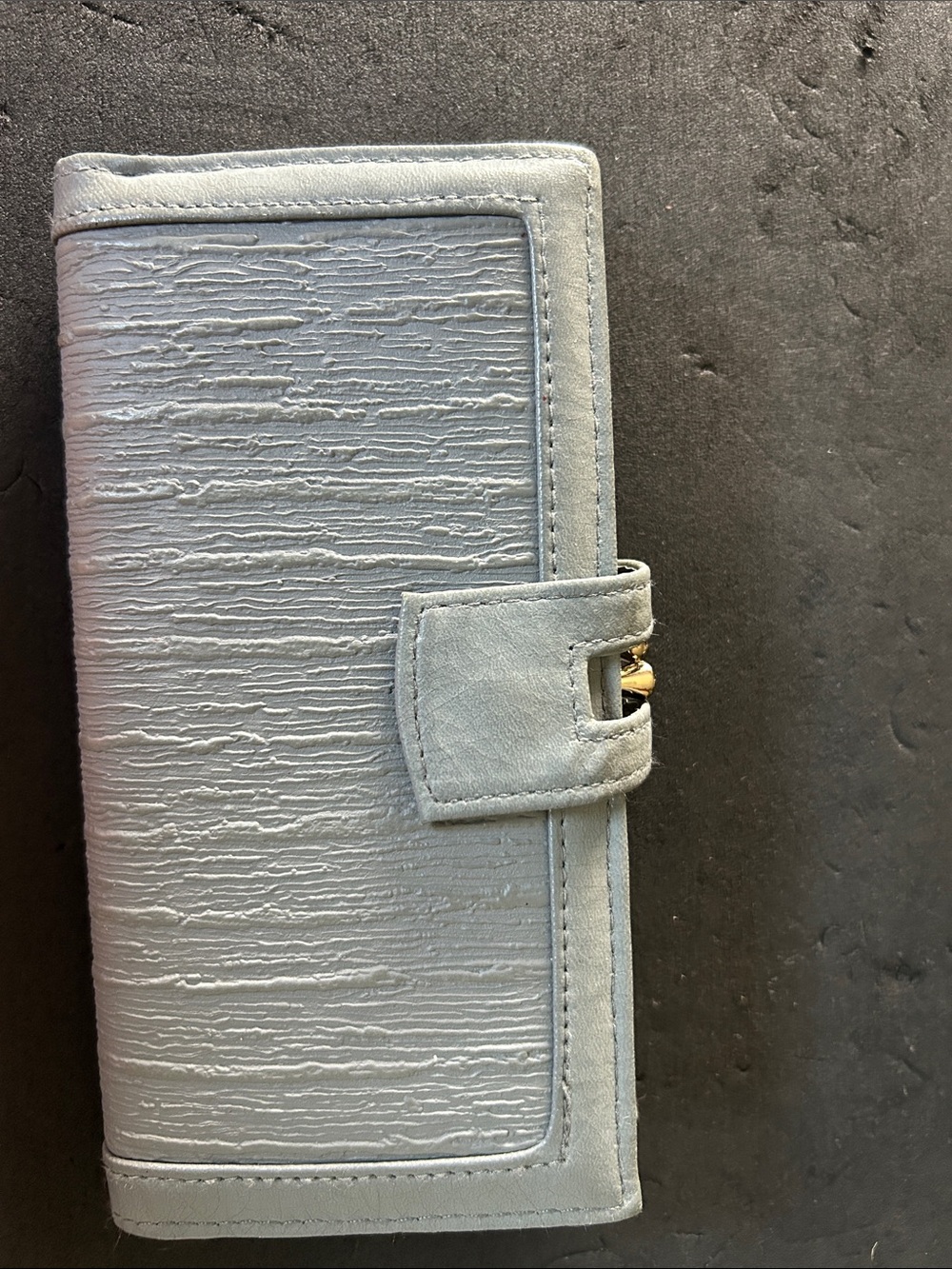 Textured Light Gray Wallet - Snap Closure